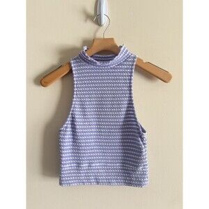 Free People Women's Size XS Sleeveless Top Mock Turtleneck‎ Crochet Knit Crop